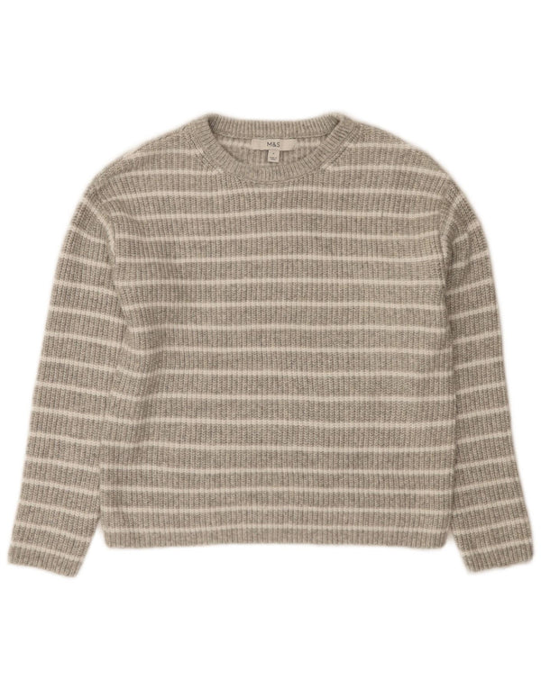 Marks & Spencer Damen-Pullover mit U-Boot-Ausschnitt, Gr. 10, Größe S, grau gestreift