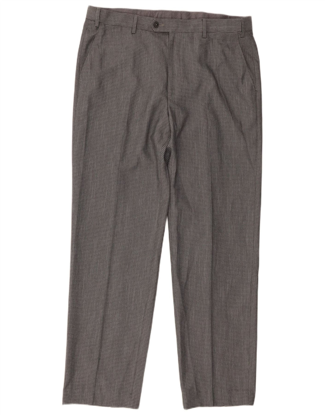 Marks & Spencer Herren-Anzughose mit normaler Passform, W36 L29, grau kariertes Polyester