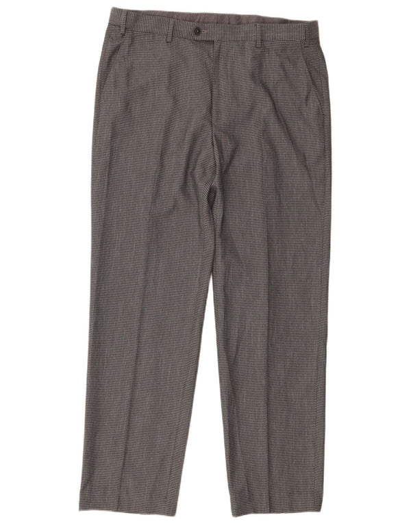 Marks & Spencer Herren-Anzughose mit normaler Passform, W36 L29, grau kariertes Polyester