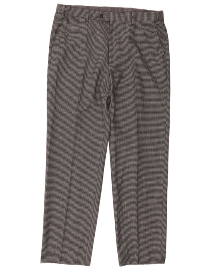 Marks & Spencer Herren-Anzughose mit normaler Passform, W36 L29, grau kariertes Polyester
