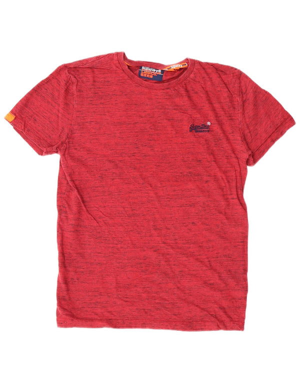 Superdry Herren T-Shirt-Oberteil aus mittelrot gefleckter Baumwolle