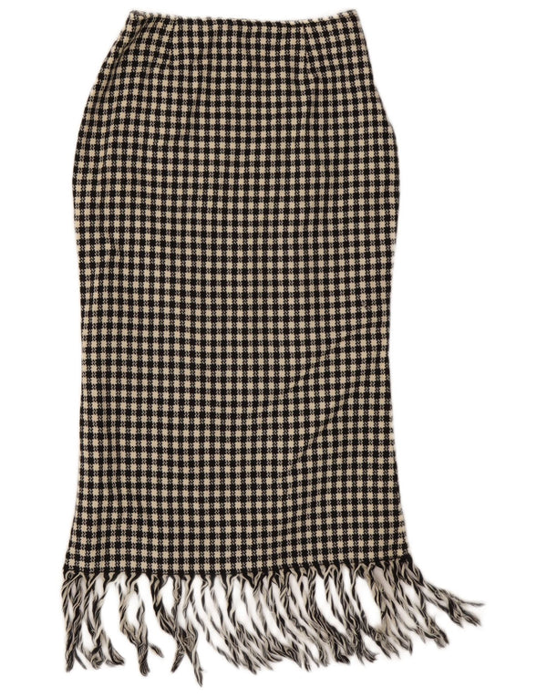 Vintage Damen Midirock mit hoher Taille IT 42 Medium W28 Schwarz kariert