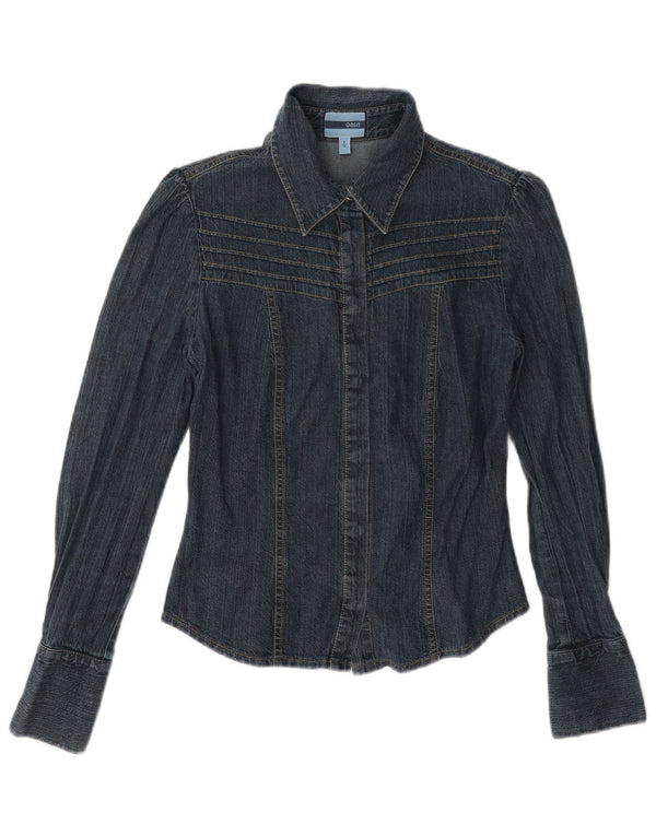 Oasis Damen Jeanshemd UK 8 Small Marineblau Baumwolle