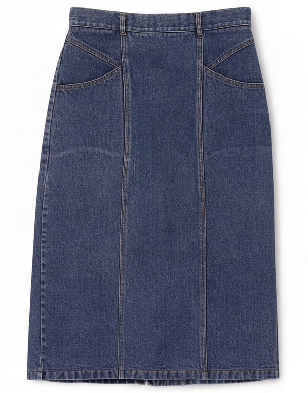 Vintage Damen Denim Bleistiftrock Medium W28 Blau