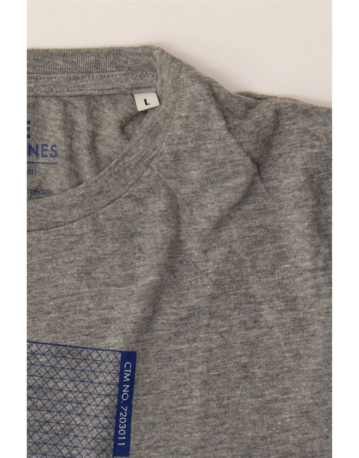 JACK & JONES Mens Graphic T-Shirt Top Large Grey Cotton Vintage Jack & Jones and Second-Hand Jack & Jones from Messina Hembry 