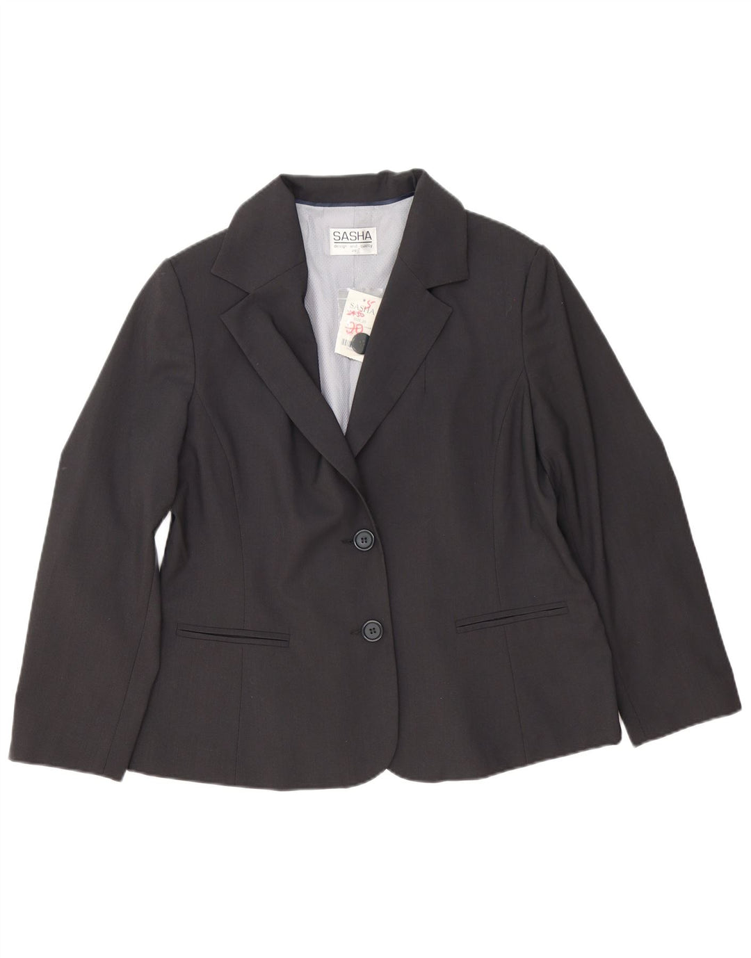 Sasha Damen-Blazerjacke mit 2 Knöpfen, UK 20 2XL, graues Polyester