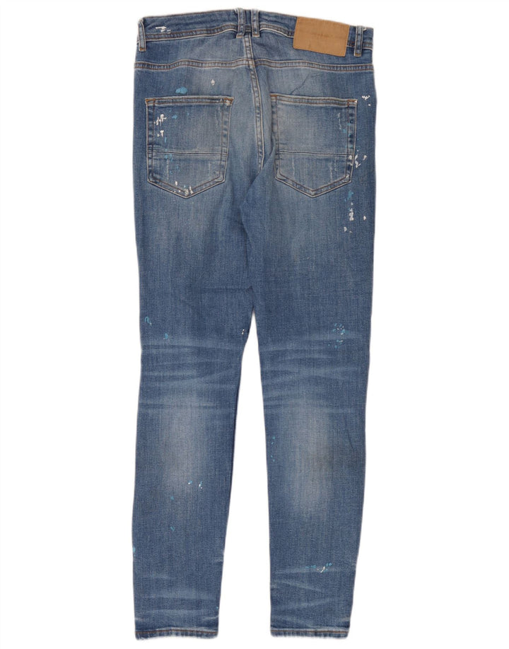 Zara Herren Distressed Slim Jeans EU 38 Small W30 L30 Blaue Baumwolle