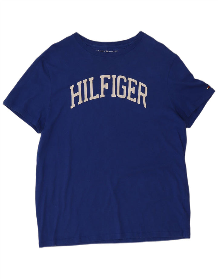 Tommy Hilfiger Herren-T-Shirt mit normaler Grafik, Größe S, Blau, Baumwolle