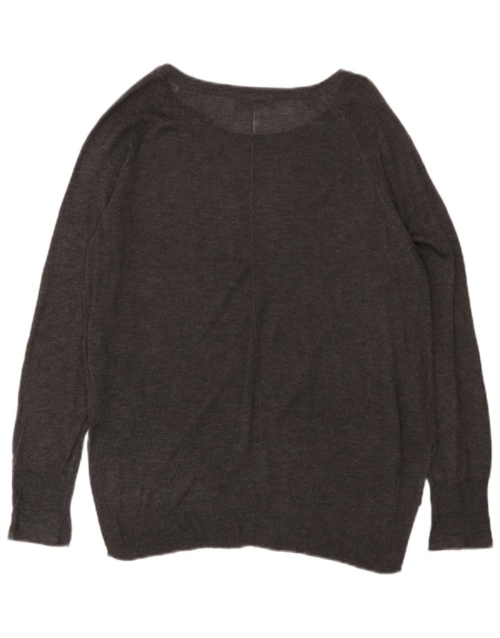 ZARA Damen-Pullover mit U-Boot-Ausschnitt, UK 14, mittelgraue Viskose