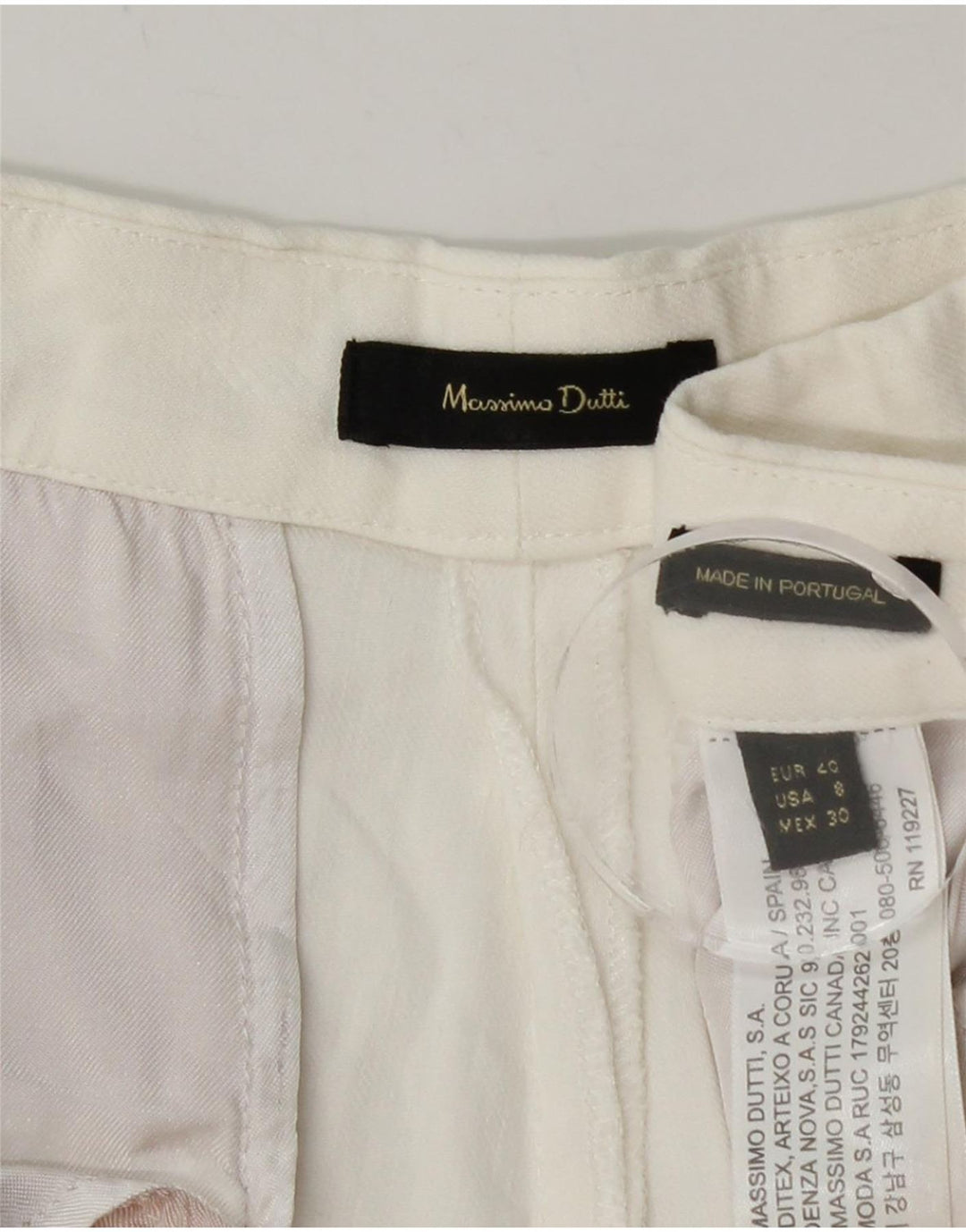 MASSIMO DUTTI Damen Tapered Chino Hose EU 40 Medium W30 L27 Weiß