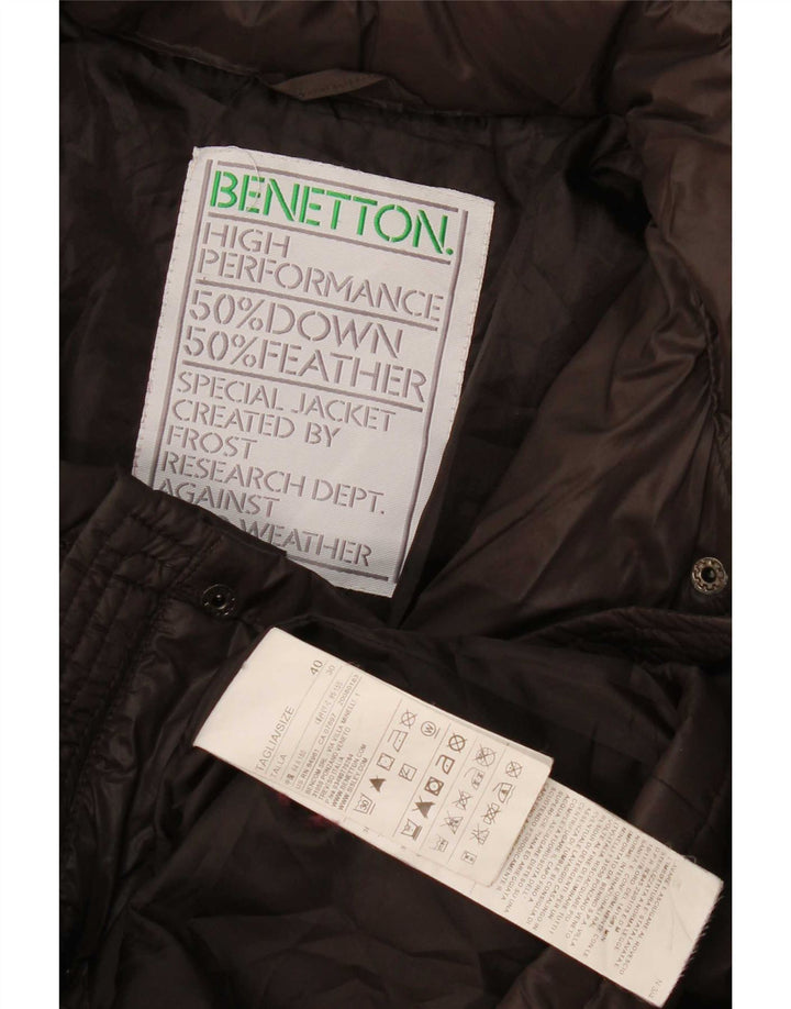 Benetton Wattierte Damenjacke mit Kapuze IT 40 Small Braunes Polyamid
