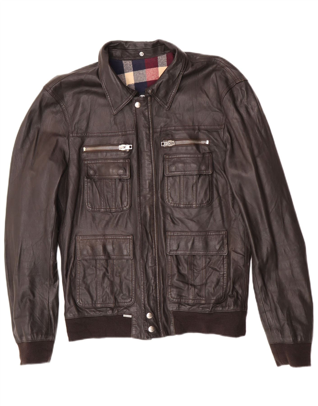 SCHWERT. 6.6.44 Herren-Bomber-Lederjacke IT 52, großes braunes Leder