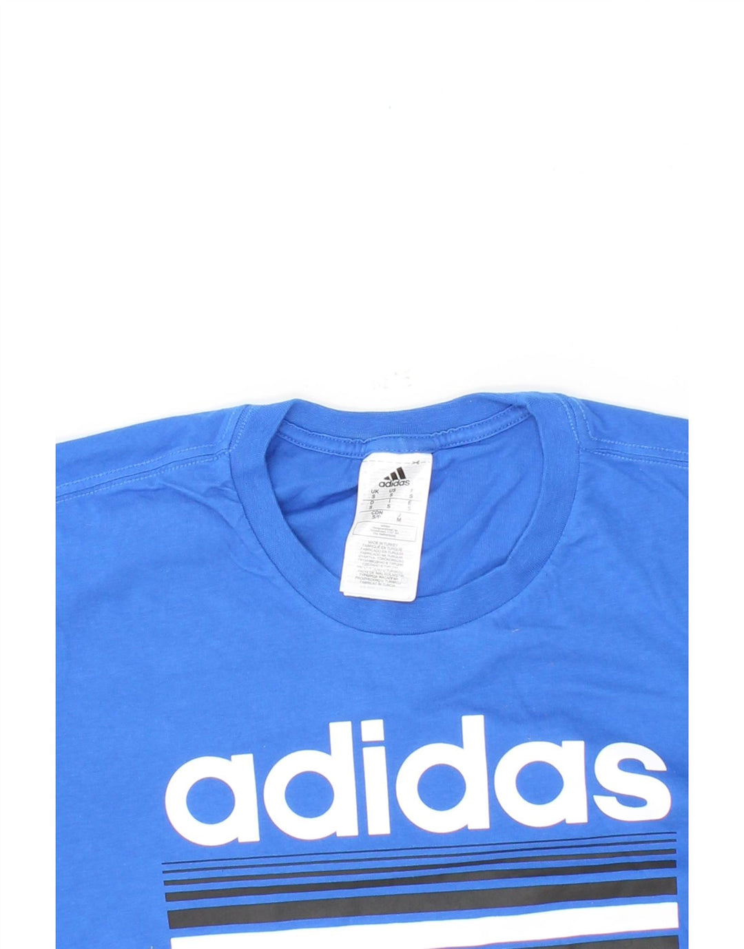 ADIDAS Mens Graphic T-Shirt Top Small Blue Cotton Vintage Adidas and Second-Hand Adidas from Messina Hembry 
