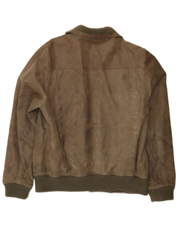 4 You Herren Wildleder Bomberjacke UK 42 XL Braunes Leder