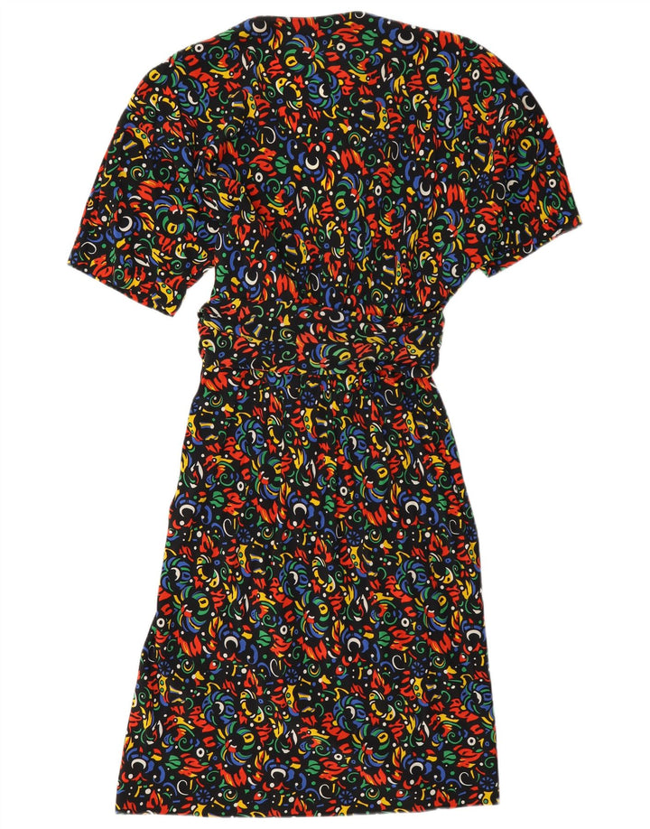 Vintage Damen Etuikleid IT 46 Große mehrfarbige geometrische Seide