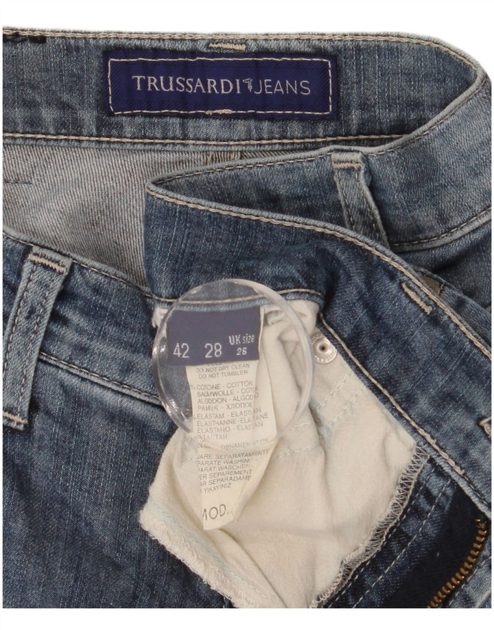 TRUSSARDI Damen Straight Jeans W26 L30 Blaue Baumwolle