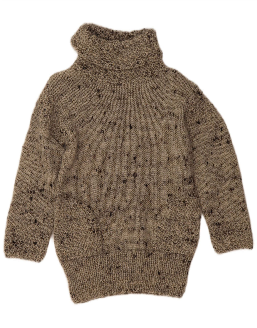 Vintage Damen Rollkragenpullover Pullover UK 12 Mittelgrau meliert