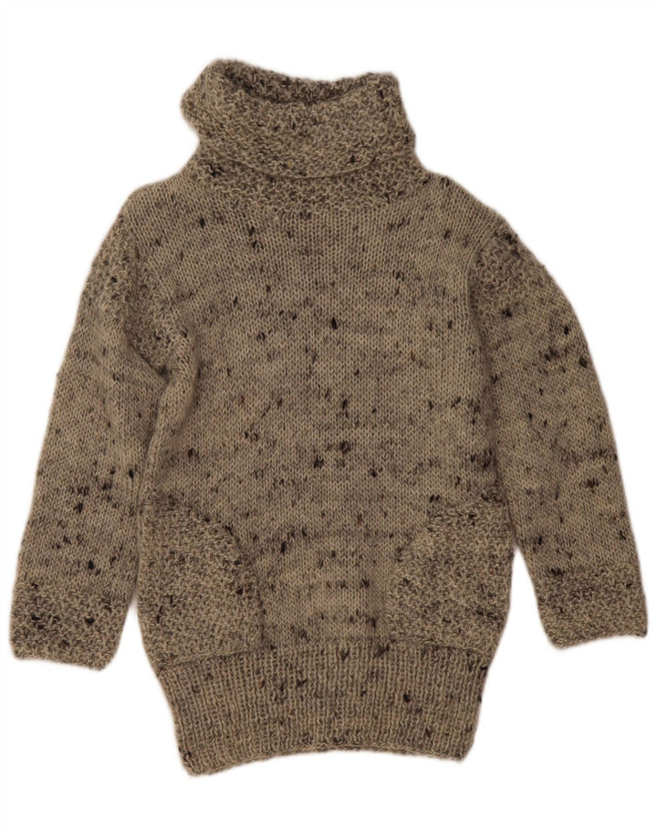 Vintage Damen Rollkragenpullover Pullover UK 12 Mittelgrau meliert