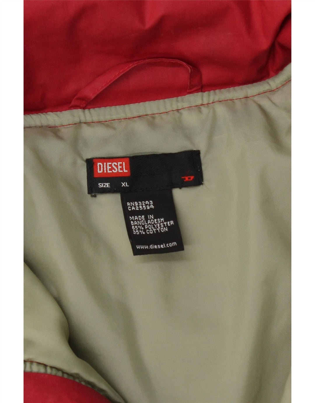 Diesel Herren Wattierte Jacke UK 42 XL Rot Polyester
