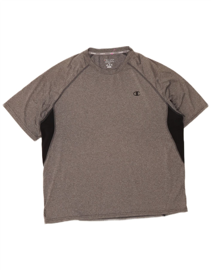 CHAMPION Mens Performance T-Shirt Top 2XL Grey Colourblock Polyester