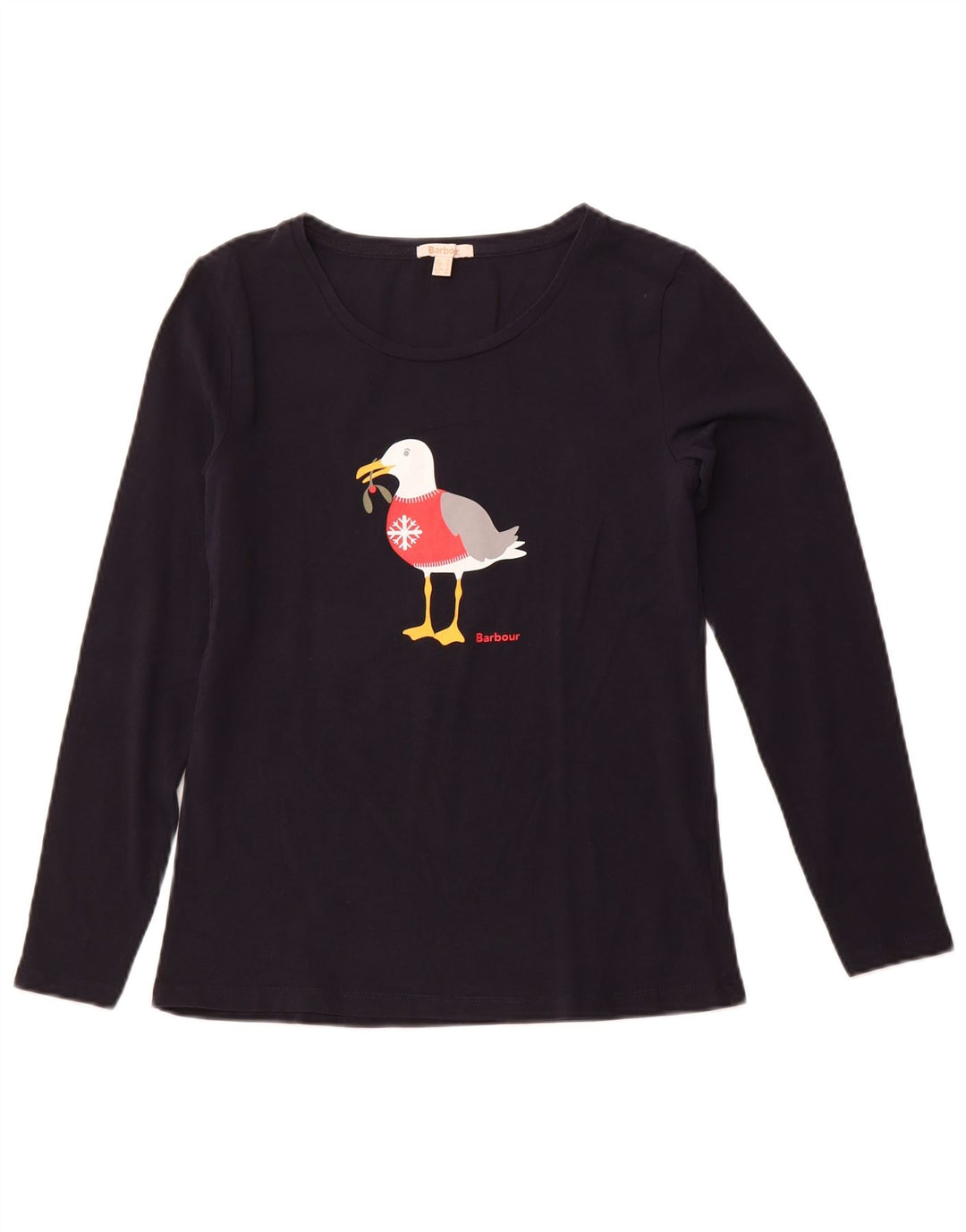 BARBOUR Damen Graphic Top Langarm UK 10 Small Marineblau Weihnachten