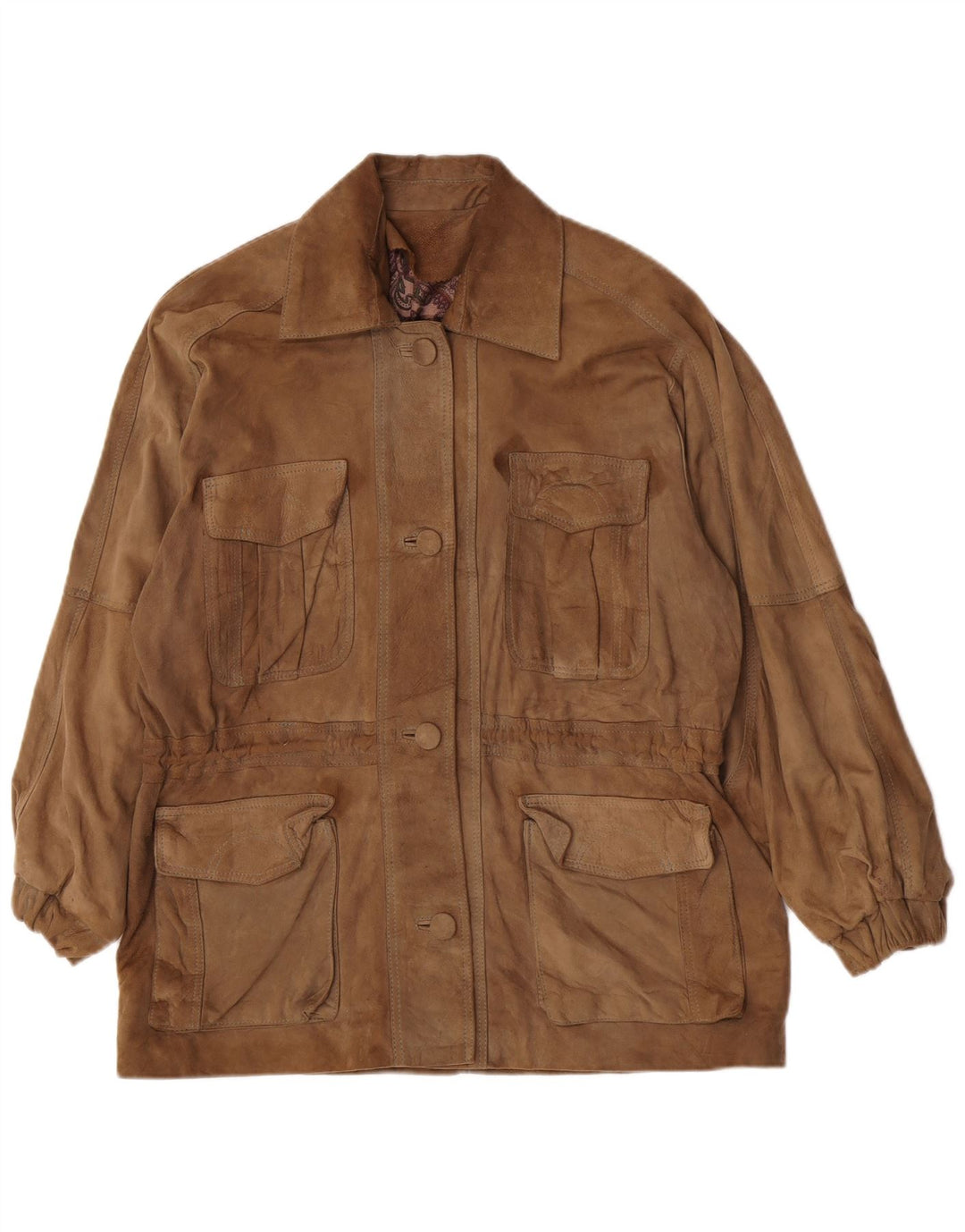 Vintage Damen Wildlederjacke EU 42 Groß Braun