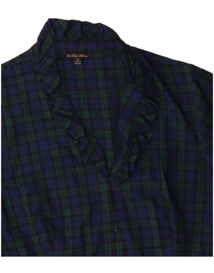 Brooks Brothers Damen-Hemdbluse, US 12, große marineblaue karierte Baumwolle