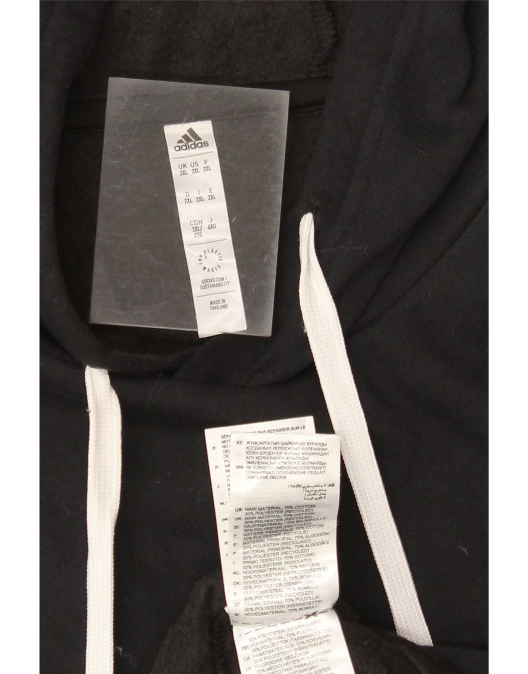 ADIDAS Herren Kapuzenpullover 2XL Schwarz Baumwolle