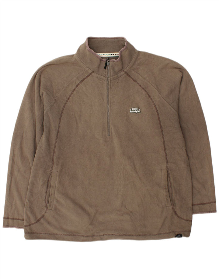 WEIRD FISH Herren-Fleecepullover mit Reißverschluss am Hals, XL, Grau