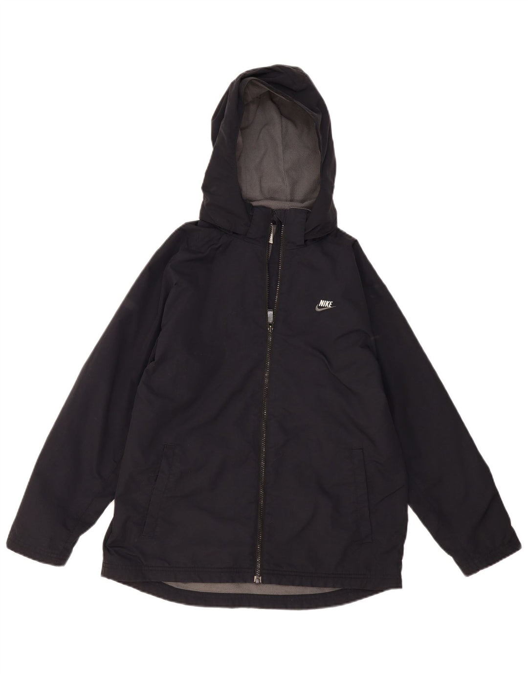 Nike Jungen-Windbreakerjacke mit Kapuze, 12–13 Jahre, groß, schwarzes Nylon