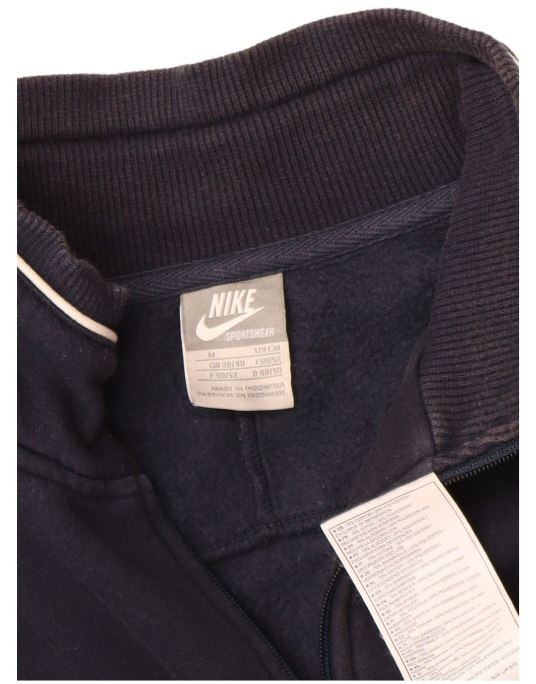 Nike Herren-Trainingsanzugoberteil, UK-Größe 38/40, mittelmarineblaue Baumwolle