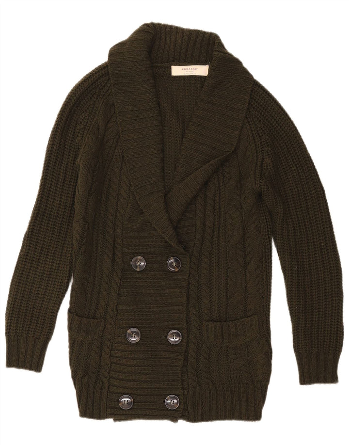 Zweireihiger Cardigan-Pullover von Zara für Damen, Gr. 14, mittleres Khaki