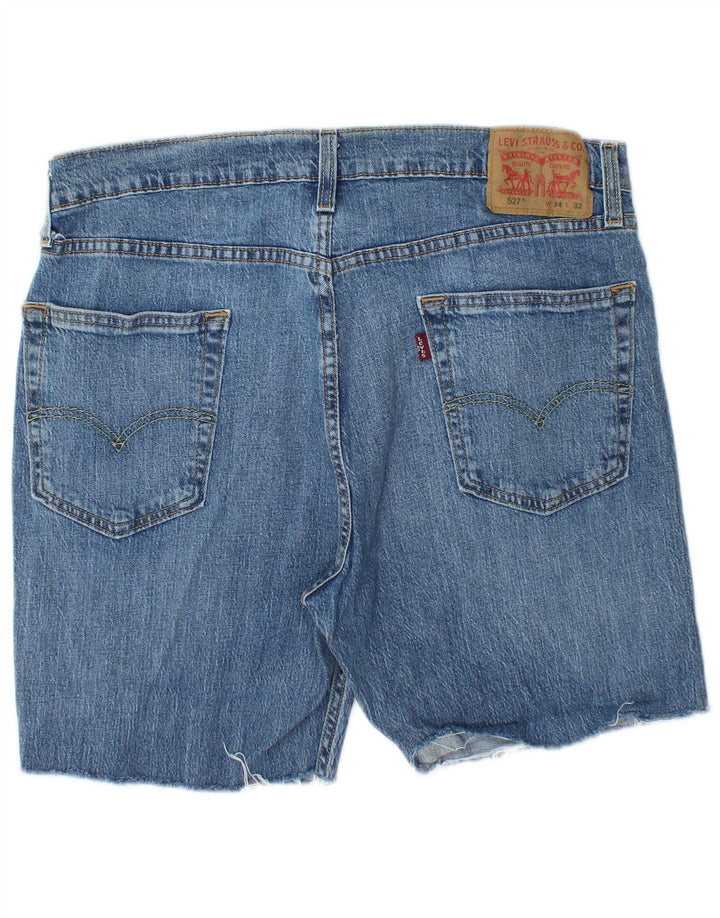 LEVI'S Herren 527 Denim Shorts W34 Große blaue Baumwolle