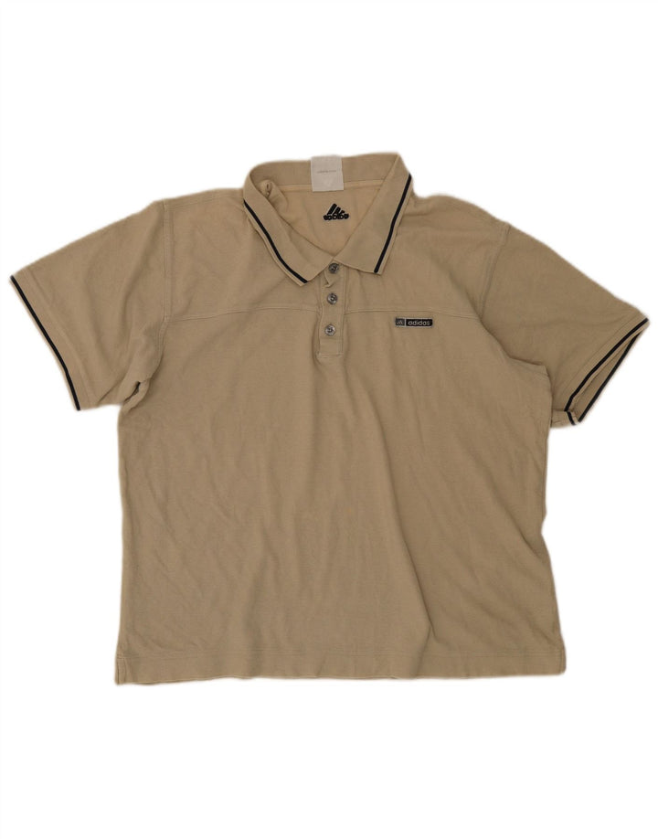 Adidas Herren-Poloshirt, groß, beige, gestreift, Baumwolle