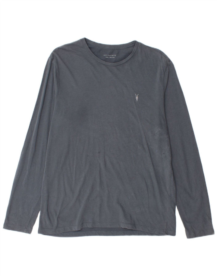 ALL SAINTS Herren-Top, langärmelig, groß, graue Baumwolle
