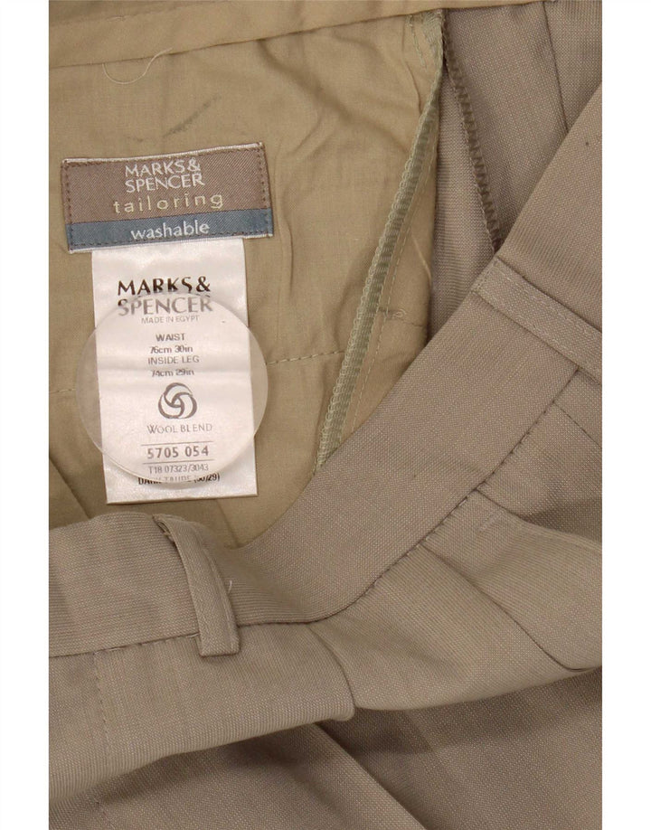 Marks & Spencer Herren-Anzughose mit Pegged-Anzug, W30, L29, beige, Polyester