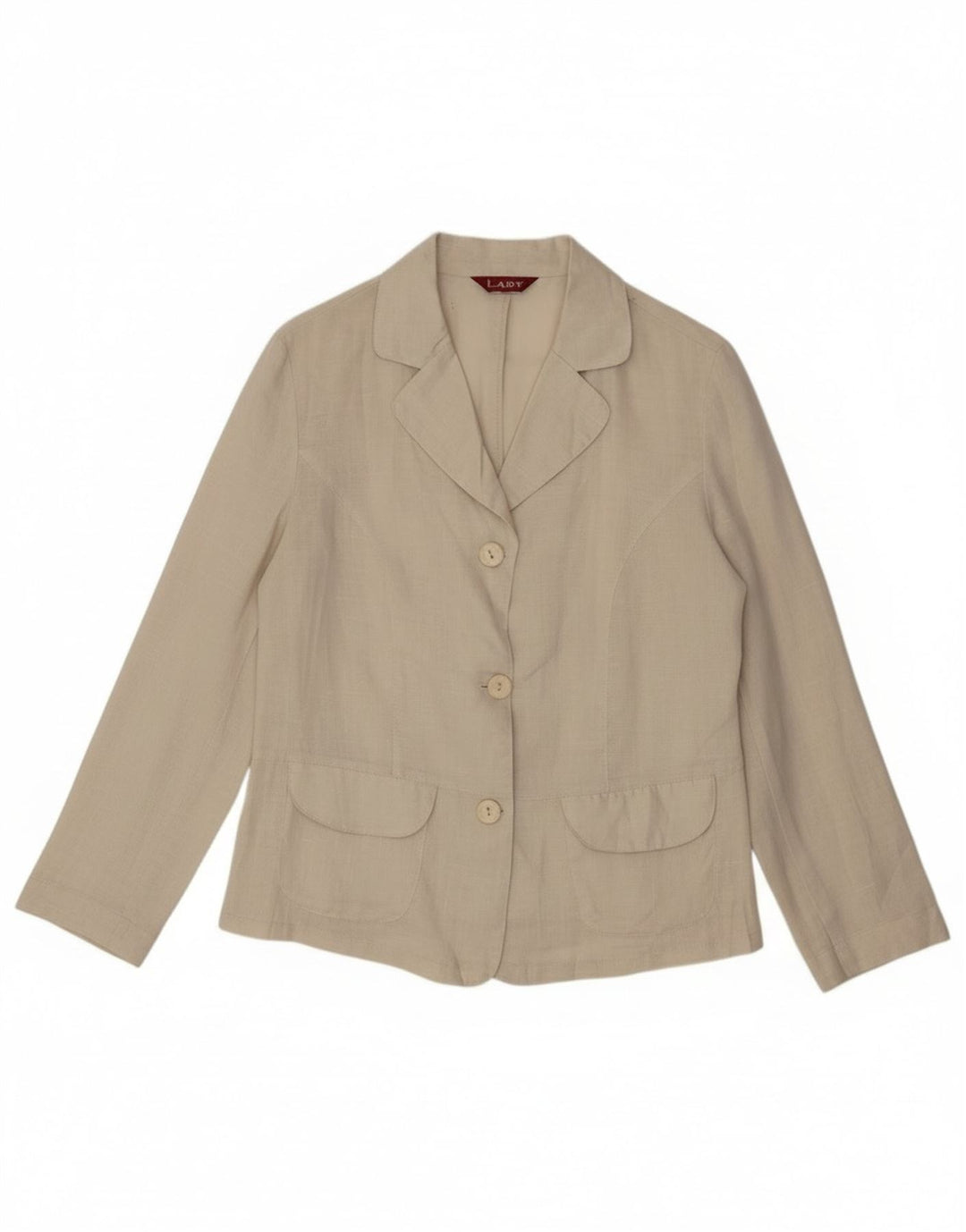 Vintage Damen Hemdbluse UK 14 Medium Beige Leinen