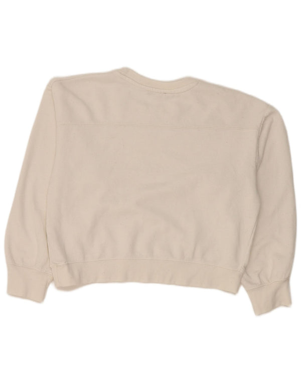 Zara Damen Crop Sweatshirt Pullover UK 14 Mittelweißes Polyester