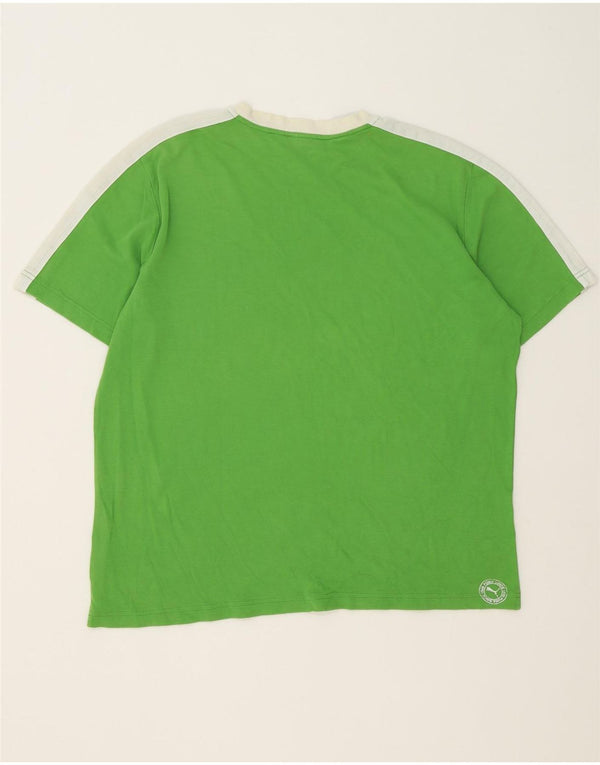 Puma Herren Grafik T-Shirt Top XL Grün Colourblock Baumwolle
