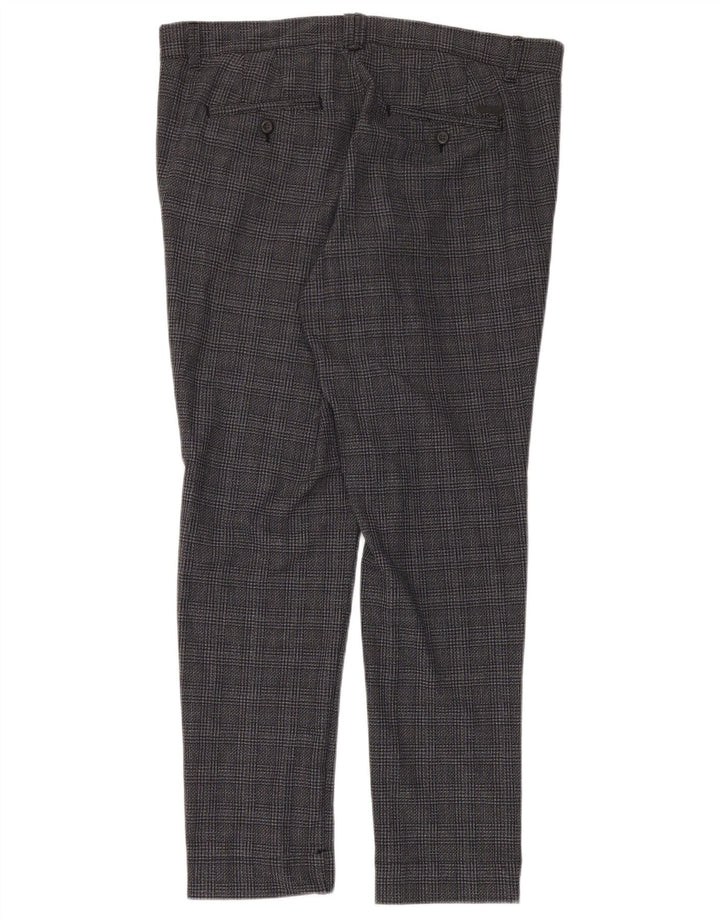 Jack & Jones Herren Marco Slim Chinohose W36 L32 grau kariertes Polyester