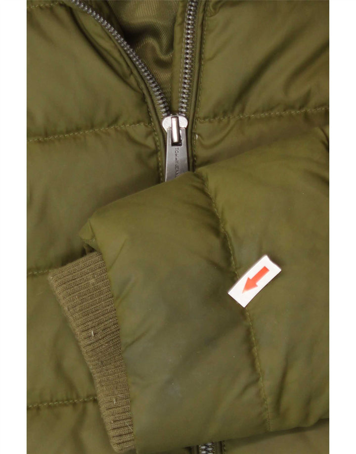 Tommy Hilfiger Damen-Jacke mit Kapuze, gepolstert, UK 10, Größe S, Khaki, Polyester