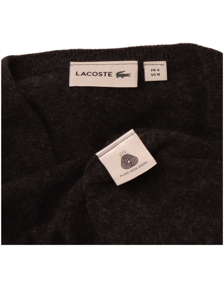 LACOSTE Herren-Pullover mit V-Ausschnitt, Größe 4, mittelgraue Schurwolle