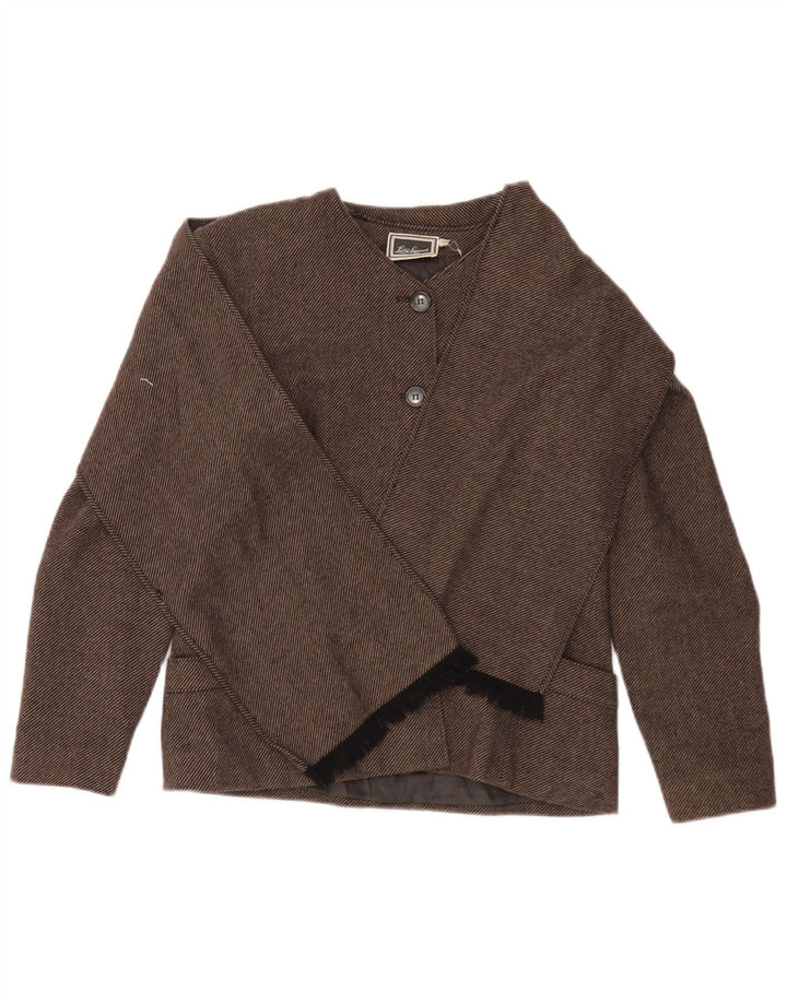 Luisa Spagnoli Damen 2-Knopf-Blazerjacke IT 44 Mittelbrauner Nadelstreifen
