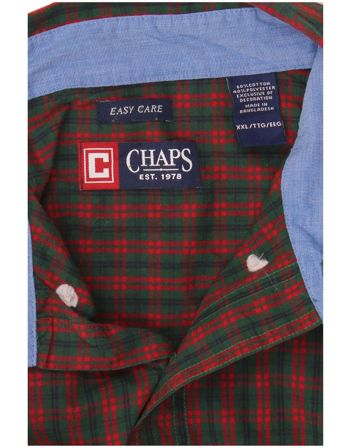 Chaps Herrenhemd 2XL grün kariert Baumwolle