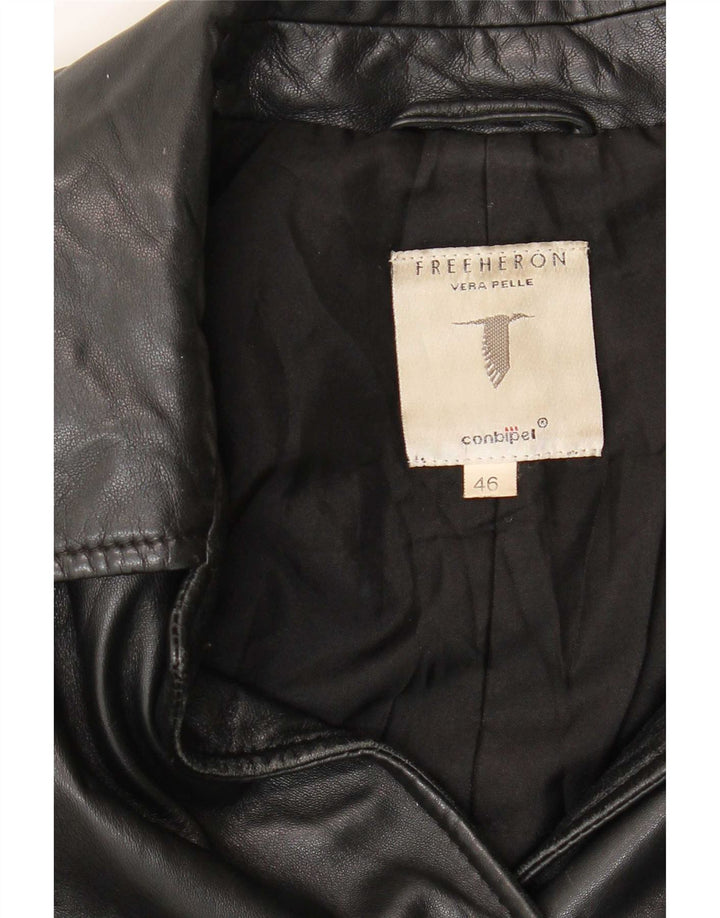 Conbipel Damen Free Heron Ledermantel IT 46 Large Schwarz