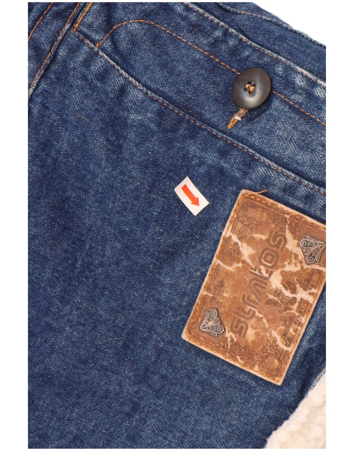 STRATOS Herren Denim Sherpa Jacke UK 42 XL Blaue Baumwolle