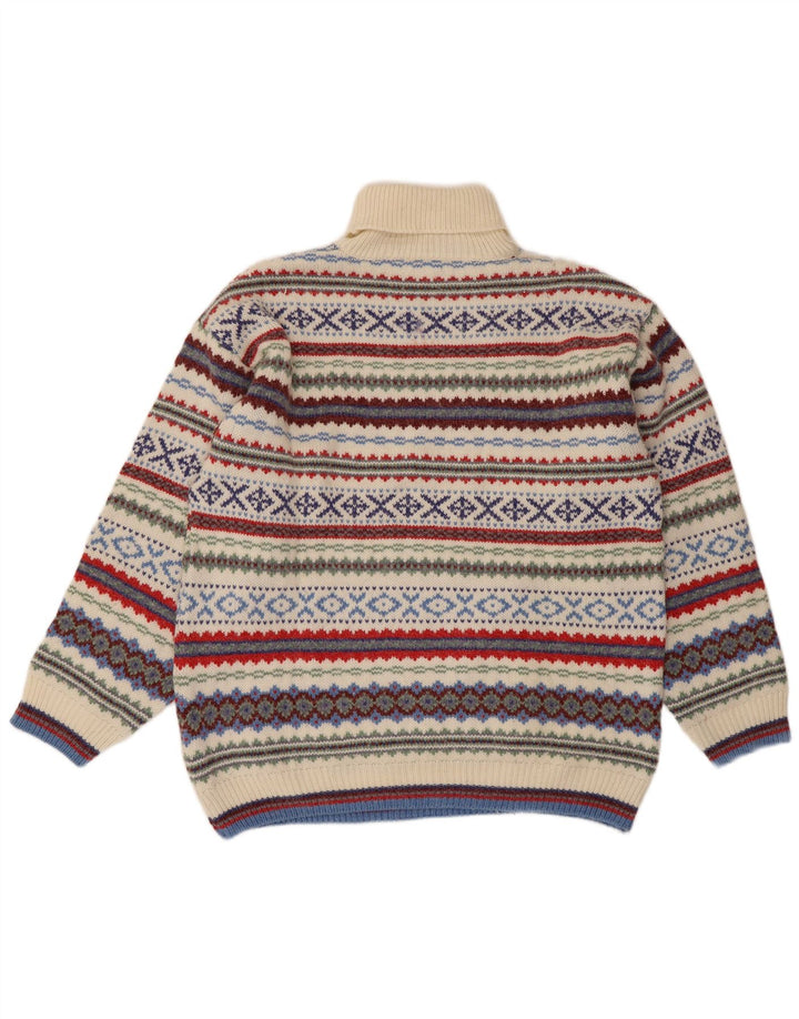 Ferro Herren Rollkragenpullover XL Mehrfarbige Fair-Isle-Wolle