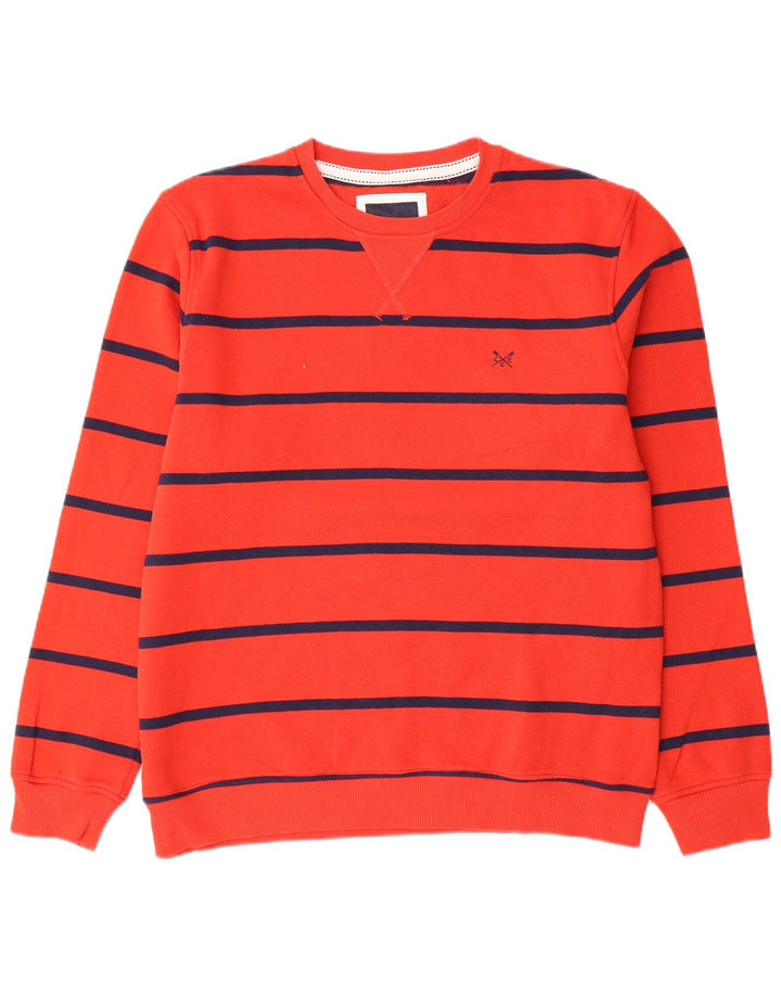 Crew Clothing Herren-Sweatshirt, Pullover, groß, rot gestreift, Baumwolle