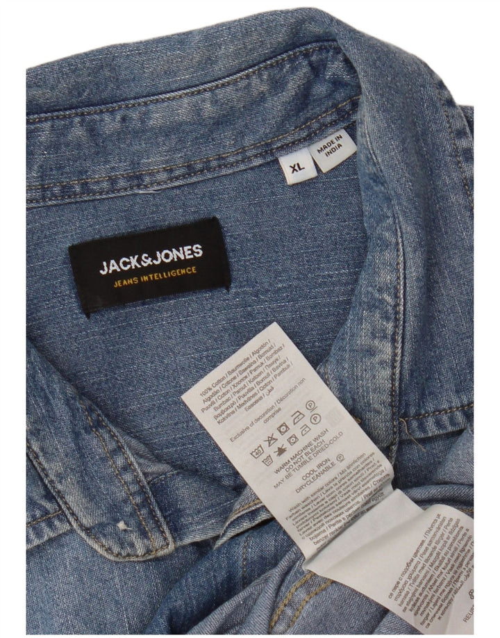 JACK & JONES Herren Jeanshemd XL Blaue Baumwolle