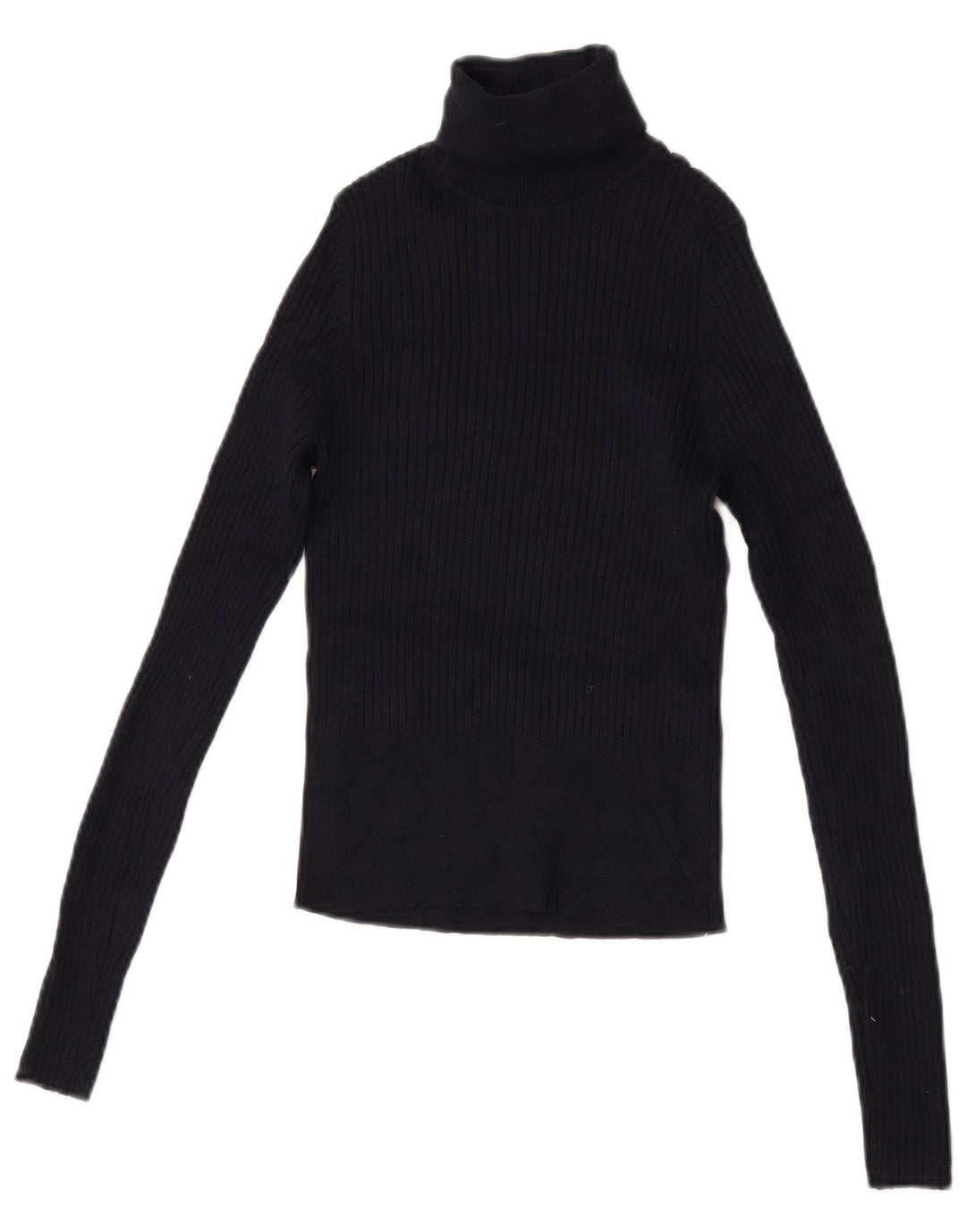 Zara Damen Crop Top Langarm UK 12 Medium Marineblau Viskose